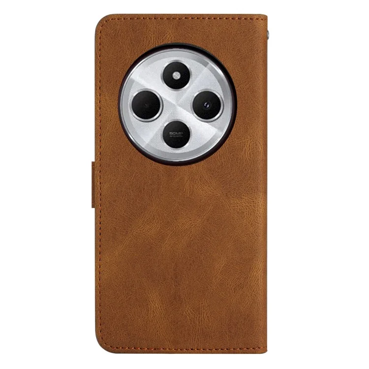Custodia per Xiaomi Redmi A4 5G, texture in pelle PU effetto cavallo pazzo, portafoglio con supporto - Marrone