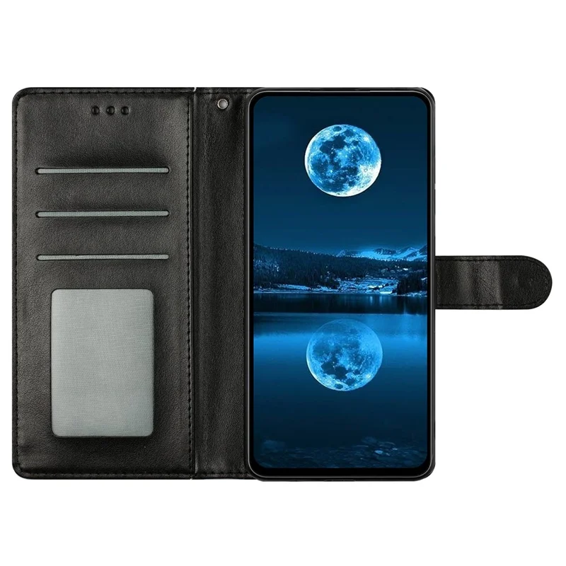 For Xiaomi Redmi A4 5G Leather Case Wallet Stand Phone Cover with Handy Strap - Black