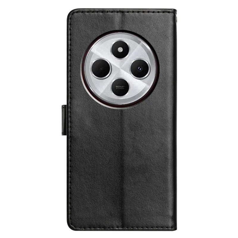 For Xiaomi Redmi A4 5G Leather Case Wallet Stand Phone Cover with Handy Strap - Black