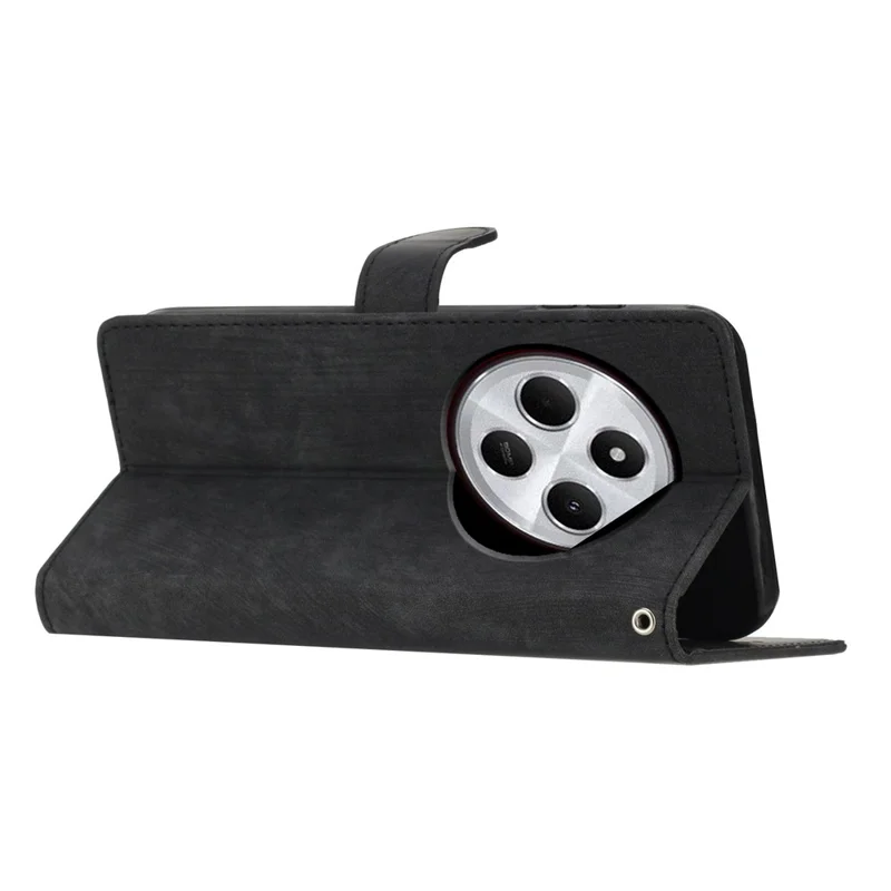 Capa para Xiaomi Redmi A4 5G com ranhuras para cartões, toque na pele, couro sintético, suporte - Preto