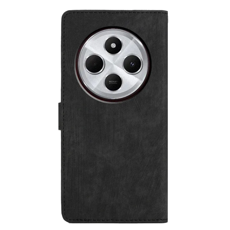 Capa para Xiaomi Redmi A4 5G com ranhuras para cartões, toque na pele, couro sintético, suporte - Preto