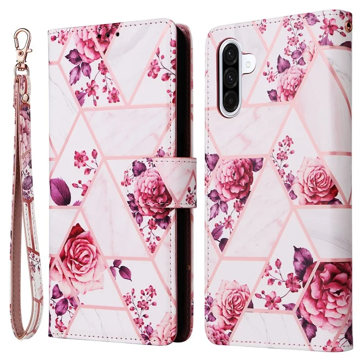 Für Samsung Galaxy A26 5G Hülle Lackierter Marmorstruktur-Leder-Telefonhülle - Roségold