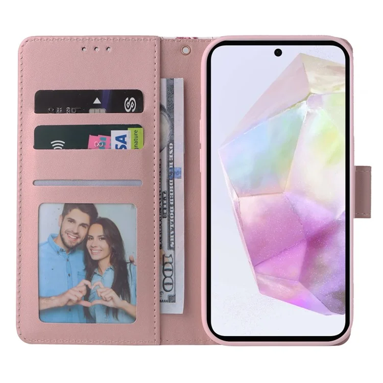 Für Samsung Galaxy A26 5G Hülle Lackierter Marmorstruktur-Leder-Telefonhülle - Roségold