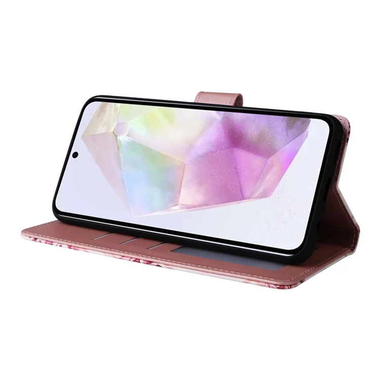 Für Samsung Galaxy A26 5G Hülle Lackierter Marmorstruktur-Leder-Telefonhülle - Roségold