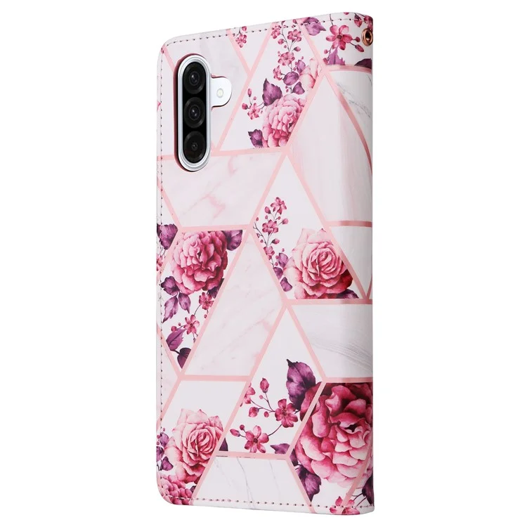Für Samsung Galaxy A26 5G Hülle Lackierter Marmorstruktur-Leder-Telefonhülle - Roségold