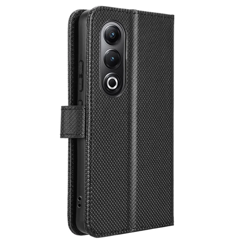 For itel S25 4G Case PU Leather Diamond Texture Wallet Phone Cover - Black