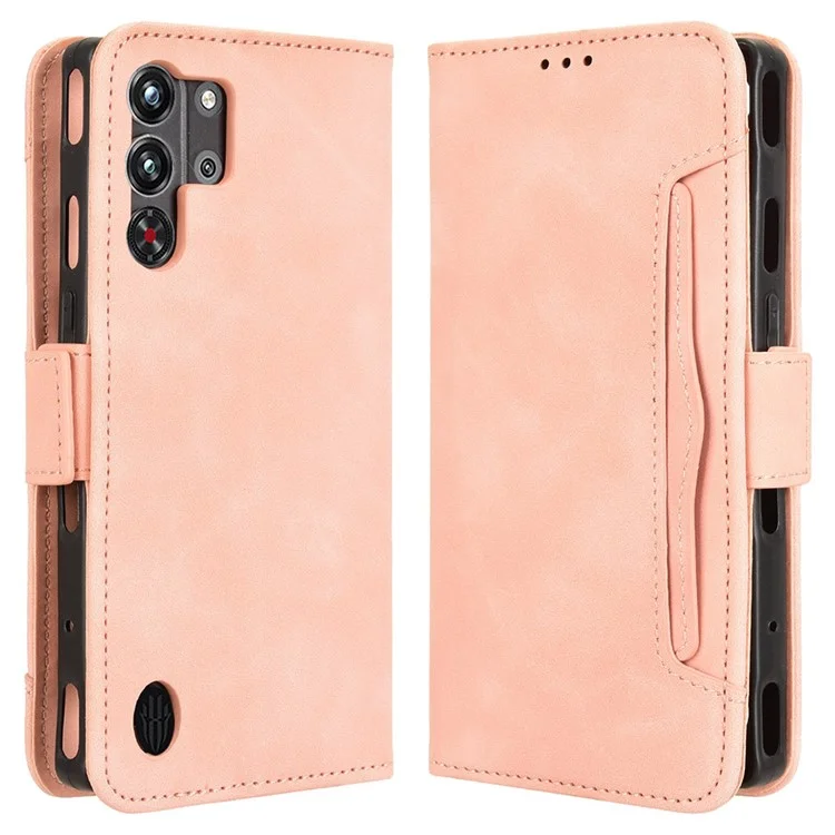 Étui en cuir pour ZTE nubia Red Magic 10 Pro+ 5G / 10 Pro 5G avec porte-cartes multiples - Rose