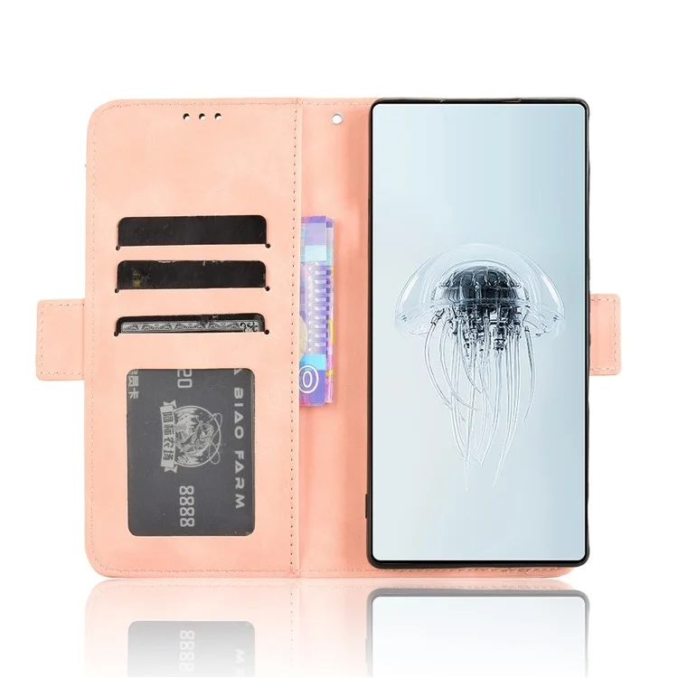 Étui en cuir pour ZTE nubia Red Magic 10 Pro+ 5G / 10 Pro 5G avec porte-cartes multiples - Rose