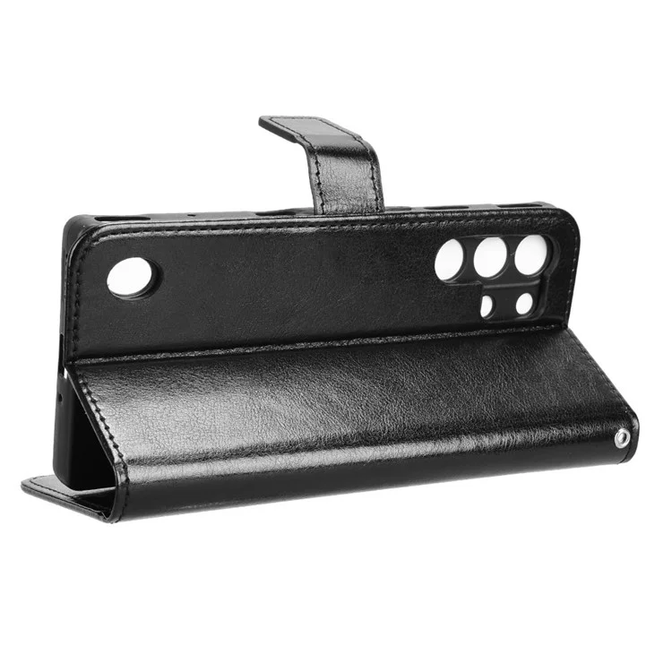 Für ZTE nubia Red Magic 10 Pro+ 5G / 10 Pro 5G Hülle, Crazy Horse Textur PU Leder Handytasche - Schwarz