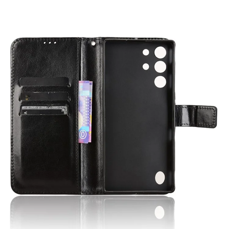 Für ZTE nubia Red Magic 10 Pro+ 5G / 10 Pro 5G Hülle, Crazy Horse Textur PU Leder Handytasche - Schwarz
