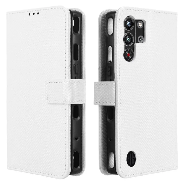 Étui en cuir PU à texture diamant pour ZTE nubia Red Magic 10 Pro+ 5G / 10 Pro 5G - Blanc