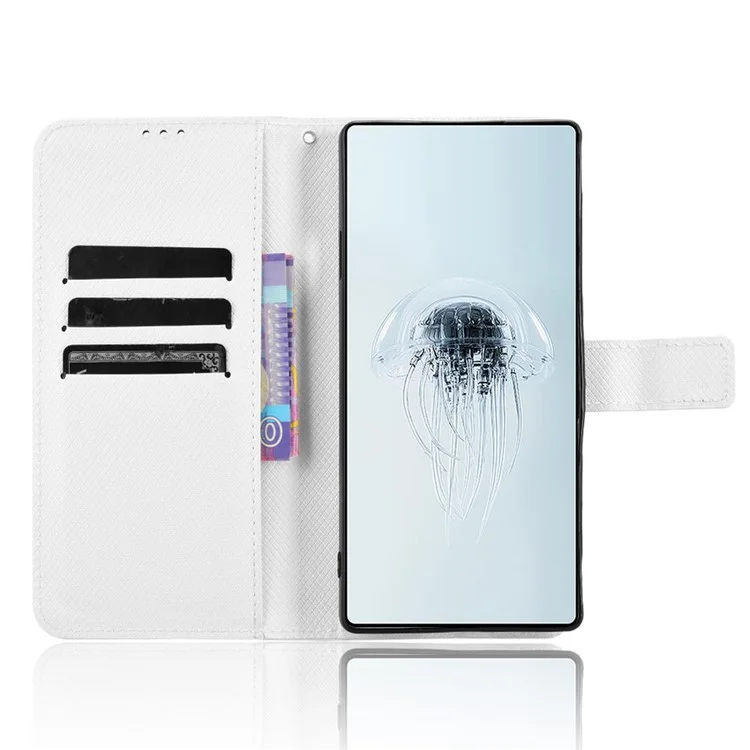 Étui en cuir PU à texture diamant pour ZTE nubia Red Magic 10 Pro+ 5G / 10 Pro 5G - Blanc