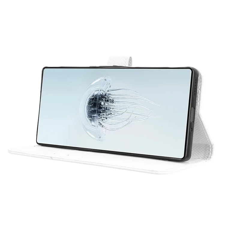 Étui en cuir PU à texture diamant pour ZTE nubia Red Magic 10 Pro+ 5G / 10 Pro 5G - Blanc