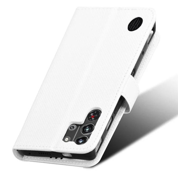 Étui en cuir PU à texture diamant pour ZTE nubia Red Magic 10 Pro+ 5G / 10 Pro 5G - Blanc