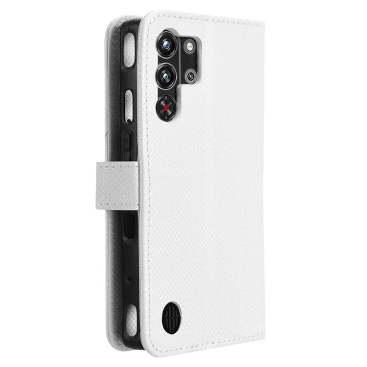 Étui en cuir PU à texture diamant pour ZTE nubia Red Magic 10 Pro+ 5G / 10 Pro 5G - Blanc