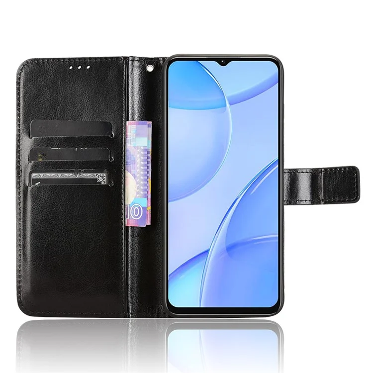 Для Oukitel C57 Pro / C57s Crazy Horse Texture PU Leather Phone Wallet Cover - Черный