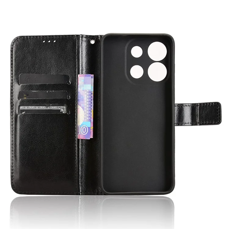 Для Oukitel C57 Pro / C57s Crazy Horse Texture PU Leather Phone Wallet Cover - Черный
