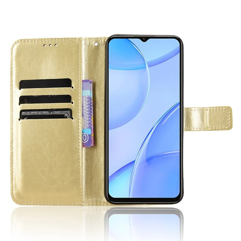 For Oukitel C57 Pro / C57s Case Crazy Horse Texture PU Leather Phone Wallet Cover - Gold