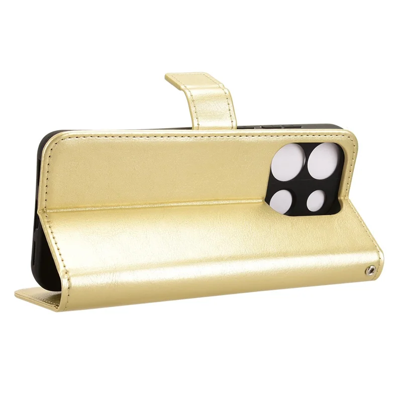 For Oukitel C57 Pro / C57s Case Crazy Horse Texture PU Leather Phone Wallet Cover - Gold