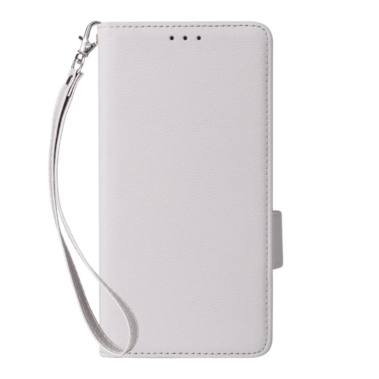 Capa para Cubot A20 com textura de litchi, couro sintético, estilo carteira e tampa flip - Branca