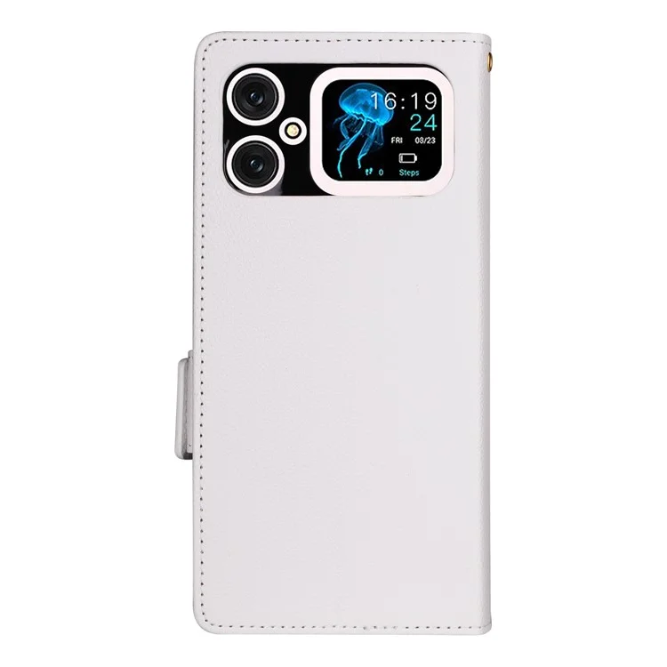 Capa para Cubot A20 com textura de litchi, couro sintético, estilo carteira e tampa flip - Branca