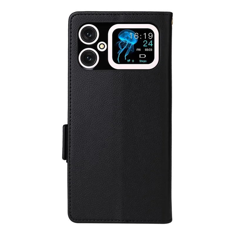 For Cubot A20 Case with Wrist Strap Litchi Texture PU Leather Wallet Phone Cover - Black