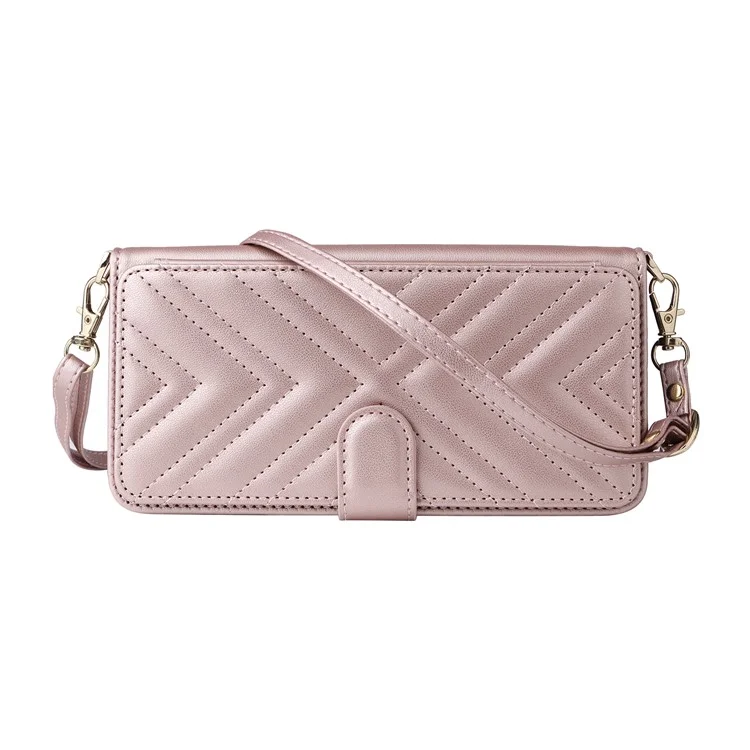 For Blackview Shark 9 5G Wallet Case with Shoulder / Wrist Strap Leather Phone Cover Stand - Pink