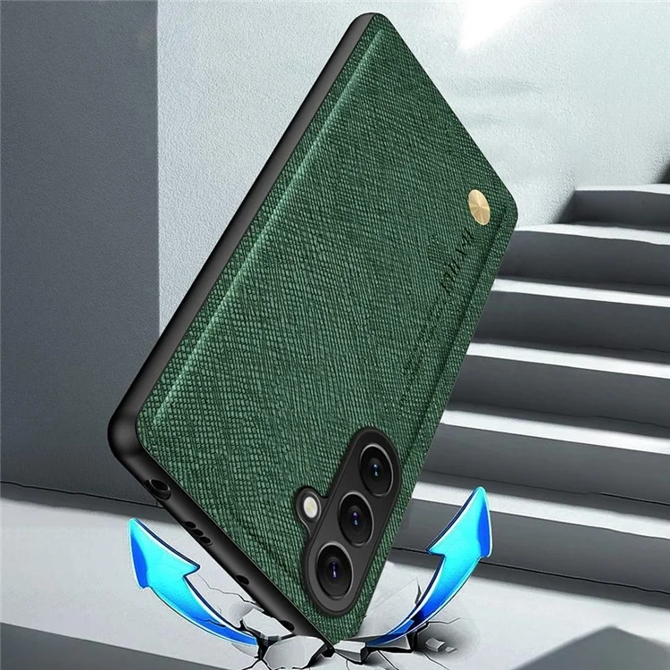 Für Samsung Galaxy A26 5G Hülle Cross Textur Leder + TPU Handyhülle mit Magnethalterung für Autos - Grün