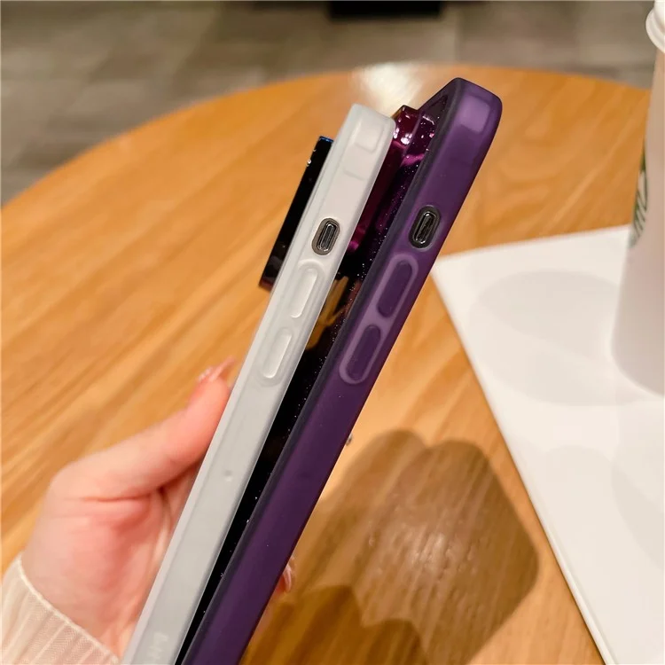 For Samsung Galaxy A16 5G / 4G Hülle Klar TPU Handyhülle Mit Kameraobjektiv Schutz Glitzer Aufkleber - Transparent Lila