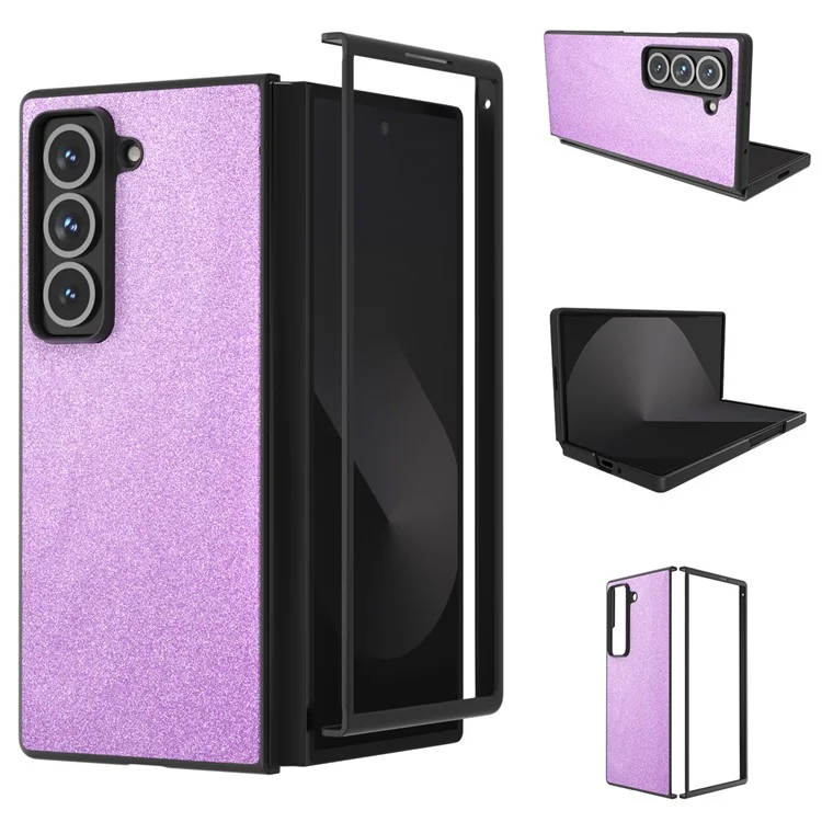Für Samsung Galaxy Z Fold Spezialfall Glitzer Leder+PC Handyhülle - Lila