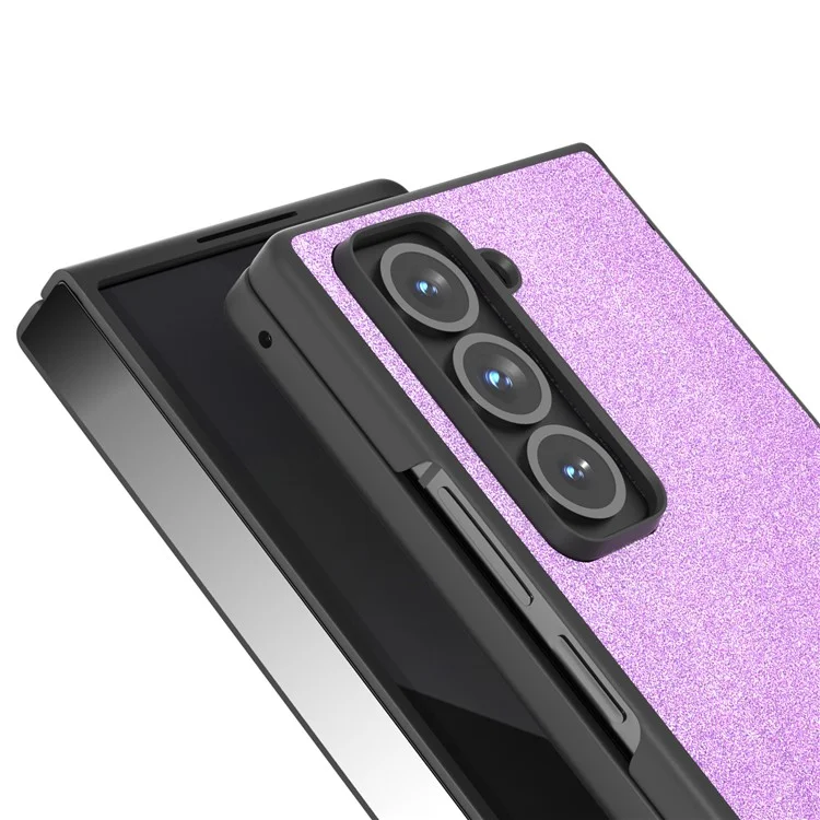Für Samsung Galaxy Z Fold Spezialfall Glitzer Leder+PC Handyhülle - Lila