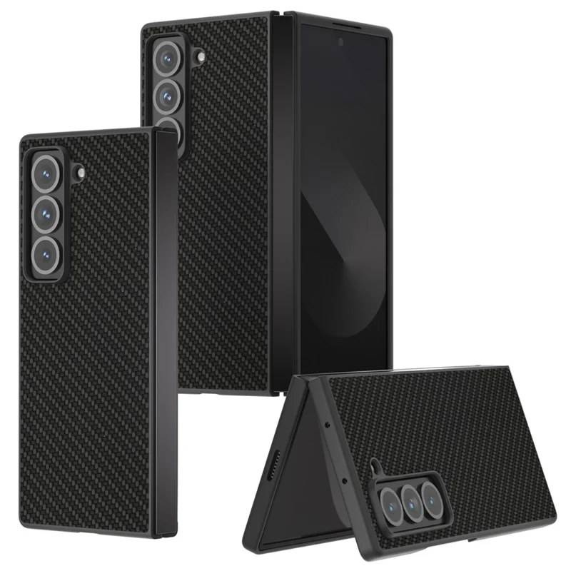 For Samsung Galaxy Z Fold Special Case Carbon Fiber Texture PU+PC Phone Cover - Black