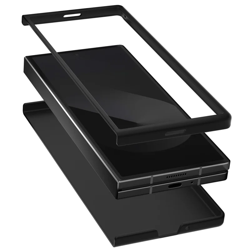 For Samsung Galaxy Z Fold Special Case Carbon Fiber Texture PU+PC Phone Cover - Black