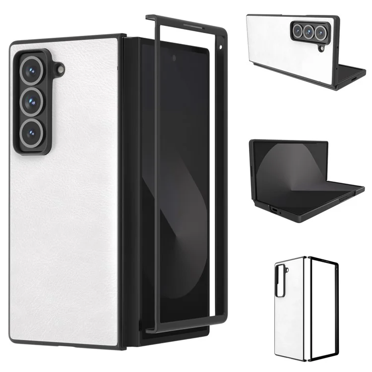 Für Samsung Galaxy Z Fold Spezielles Gehäuse Litchi-Textur PU-Leder+PC-Telefonabdeckung - Weiß