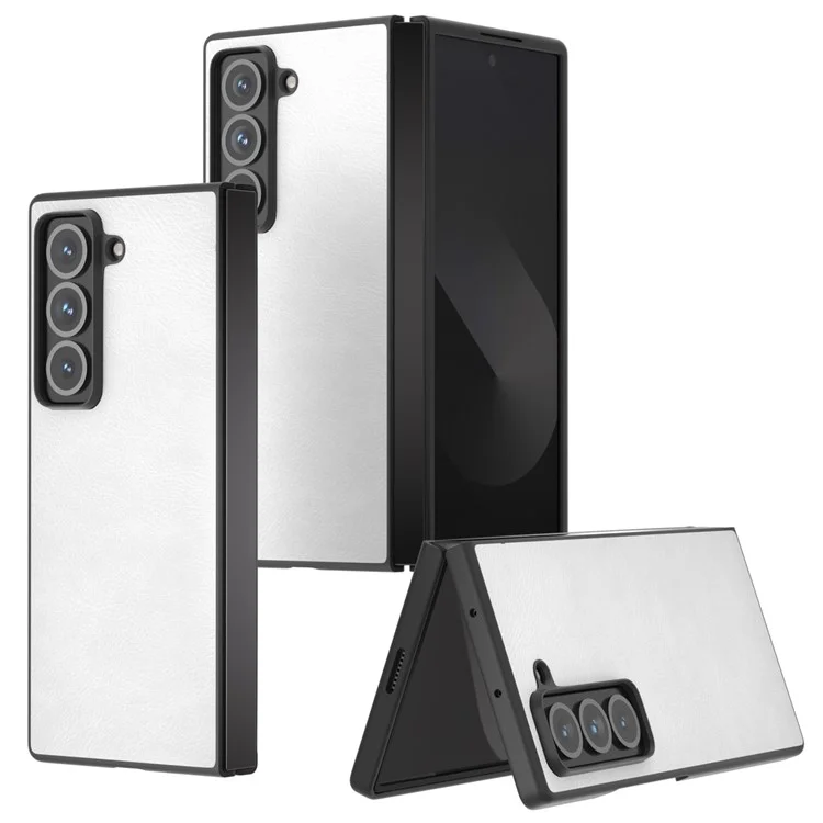 Für Samsung Galaxy Z Fold Spezielles Gehäuse Litchi-Textur PU-Leder+PC-Telefonabdeckung - Weiß