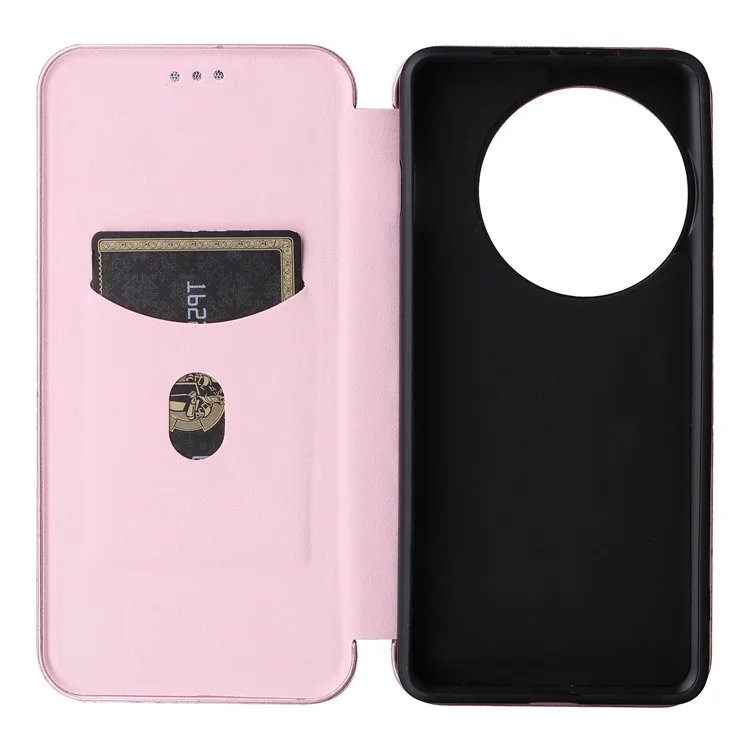 Für OnePlus 13 Hülle Kohlefaser-Textur stoßfest PU-Leder Handyhülle - Roségold