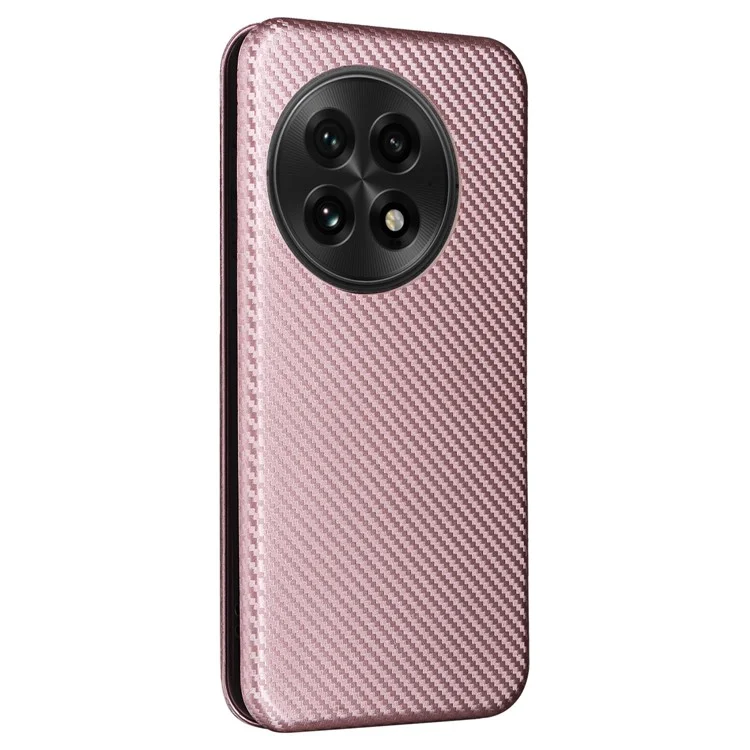 Für OnePlus 13 Hülle Kohlefaser-Textur stoßfest PU-Leder Handyhülle - Roségold