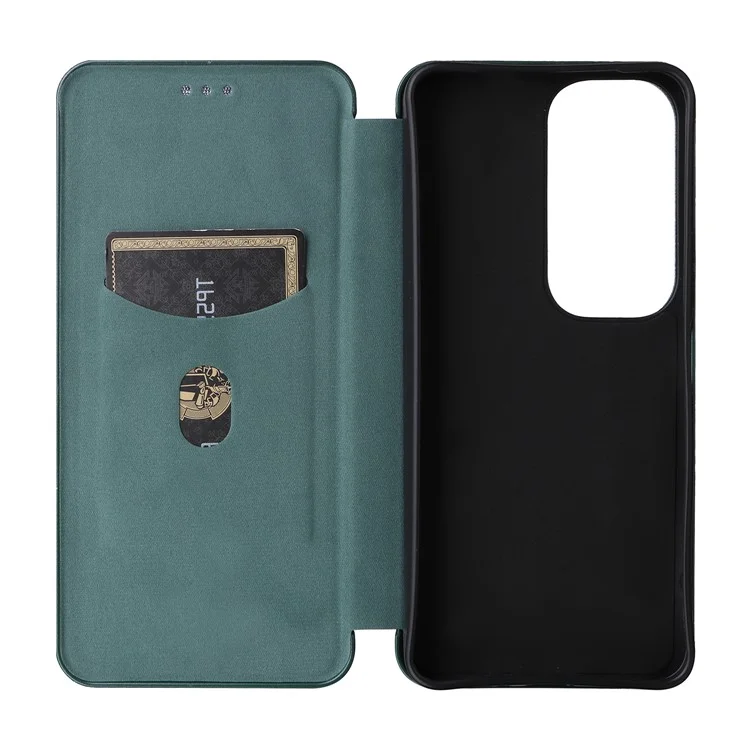 Funda para vivo Y19s 4G de fibra de carbono con textura a prueba de caídas y de cuero PU - Verde