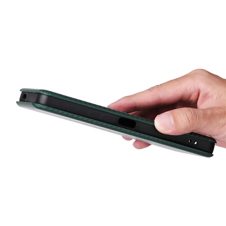 Funda para vivo Y19s 4G de fibra de carbono con textura a prueba de caídas y de cuero PU - Verde