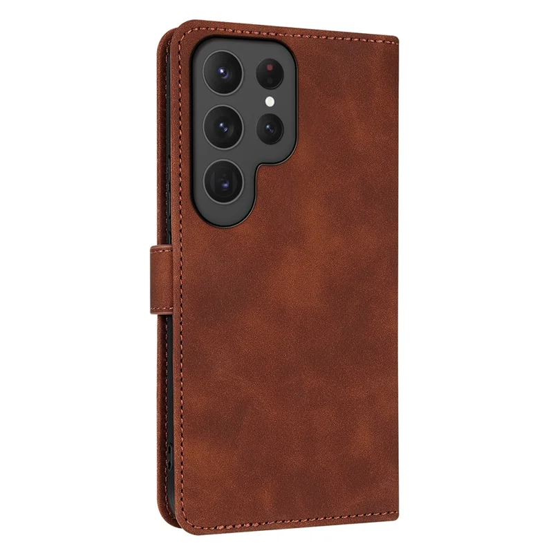 Étui portefeuille en cuir PU pour Samsung Galaxy S25 Ultra - Marron