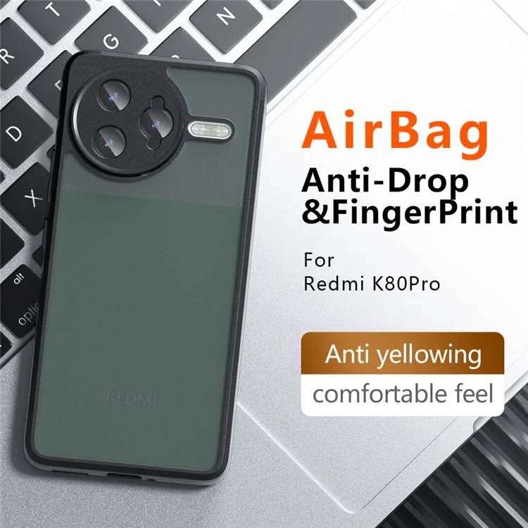 Custodia per Xiaomi Redmi K80 Pro 5G a prova di caduta, cover posteriore opaca in TPU + PC.