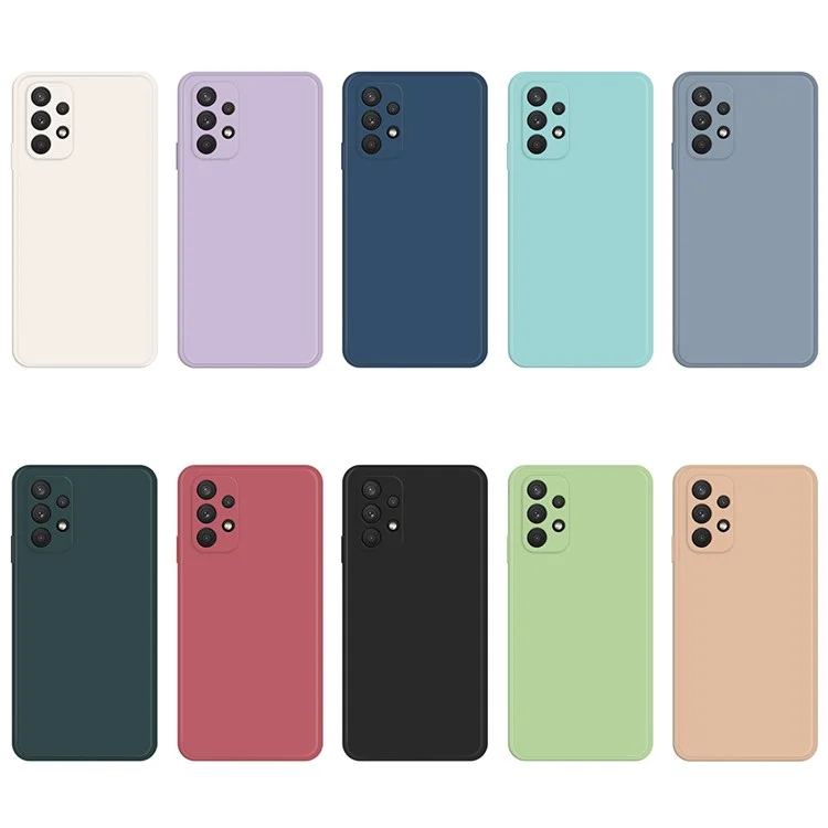 Per Samsung Galaxy A32 4G (Versione EU) Custodia Protettiva in TPU Gommato Antiurto Bordo Dritto Design Rivestito in Microfibra - Beige