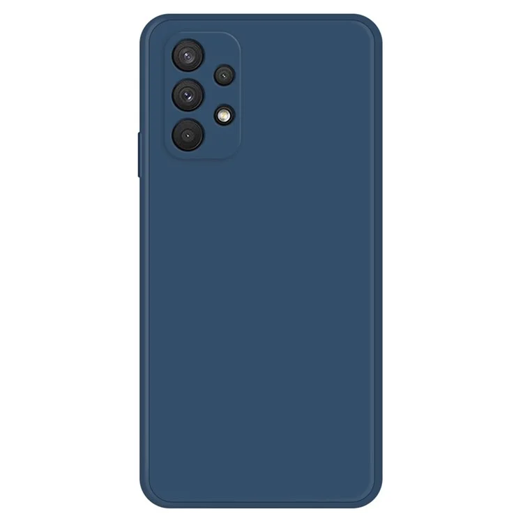 For Samsung Galaxy A32 4G (EU Version) Rubberized TPU Shockproof Phone Case Straight Edge Microfiber Lining Design Protective Cover - Dark Blue