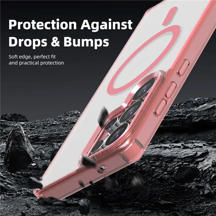 Capa para Samsung Galaxy S25 Ultra compatível com MagSafe TPU+PC Transparente - Rosa