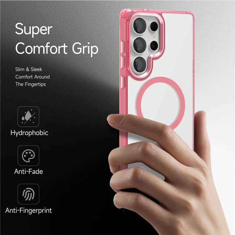 Capa para Samsung Galaxy S25 Ultra compatível com MagSafe TPU+PC Transparente - Rosa