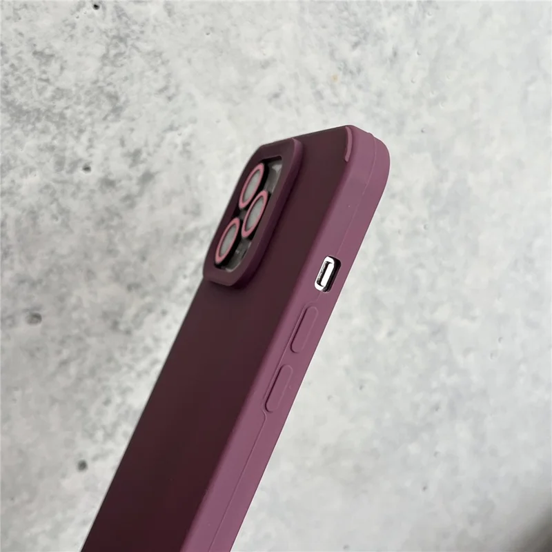 Bulk Purchasing For iPhone 15 Pro Max Case Solid Silicone Matte Phone Cover with Camera Lens Protector - Plum