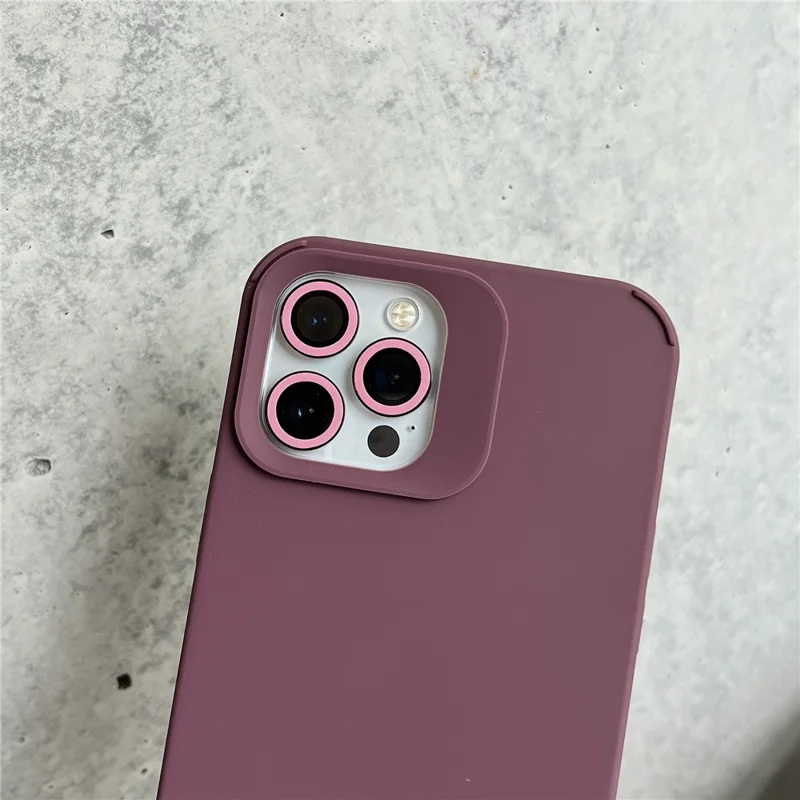 Bulk Purchasing For iPhone 15 Pro Max Case Solid Silicone Matte Phone Cover with Camera Lens Protector - Plum