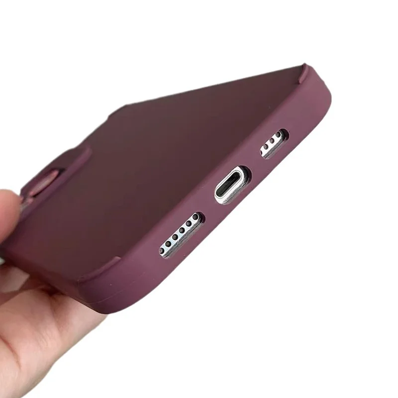 Bulk Purchasing For iPhone 15 Pro Max Case Solid Silicone Matte Phone Cover with Camera Lens Protector - Plum