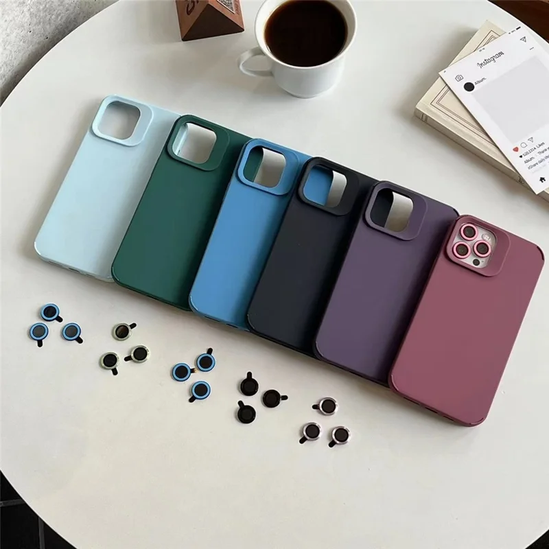 Bulk Purchasing For iPhone 15 Pro Max Case Solid Silicone Matte Phone Cover with Camera Lens Protector - Plum
