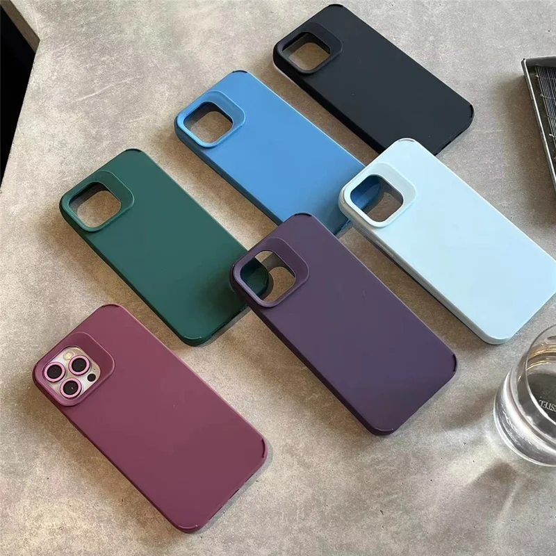 Bulk Purchasing For iPhone 15 Pro Max Case Solid Silicone Matte Phone Cover with Camera Lens Protector - Plum